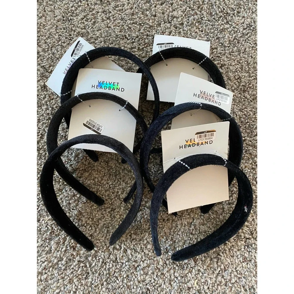Black Velvety Headband - Lot of 6 - Picture 1 of 2